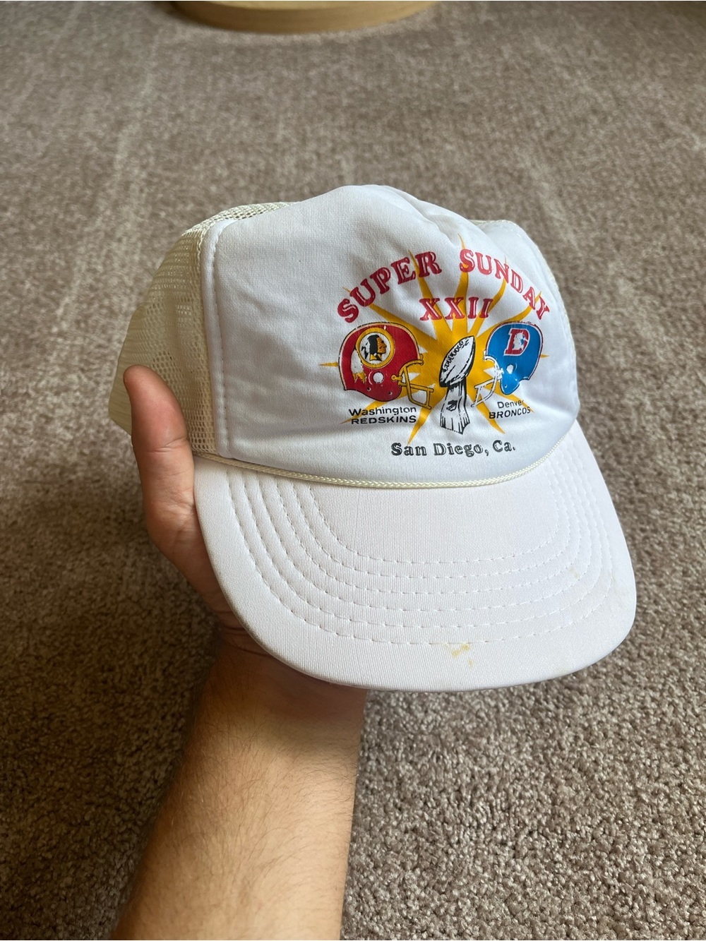 VTG ‘88 SuperBowl 22 White Trucker Style Cap - Picture 3 of 5